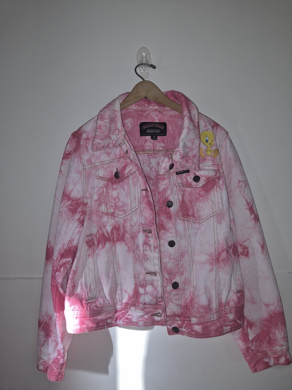 Members Only x Looney Tunes Pink Tie-Dye Denim Jacket - Tweety Patch
